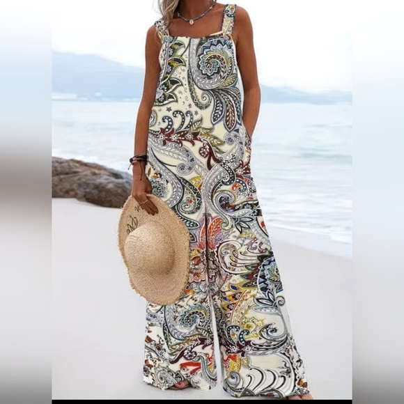 Bohemian Paisley Jumpsuit in Multicolor - Picture 2 of 4